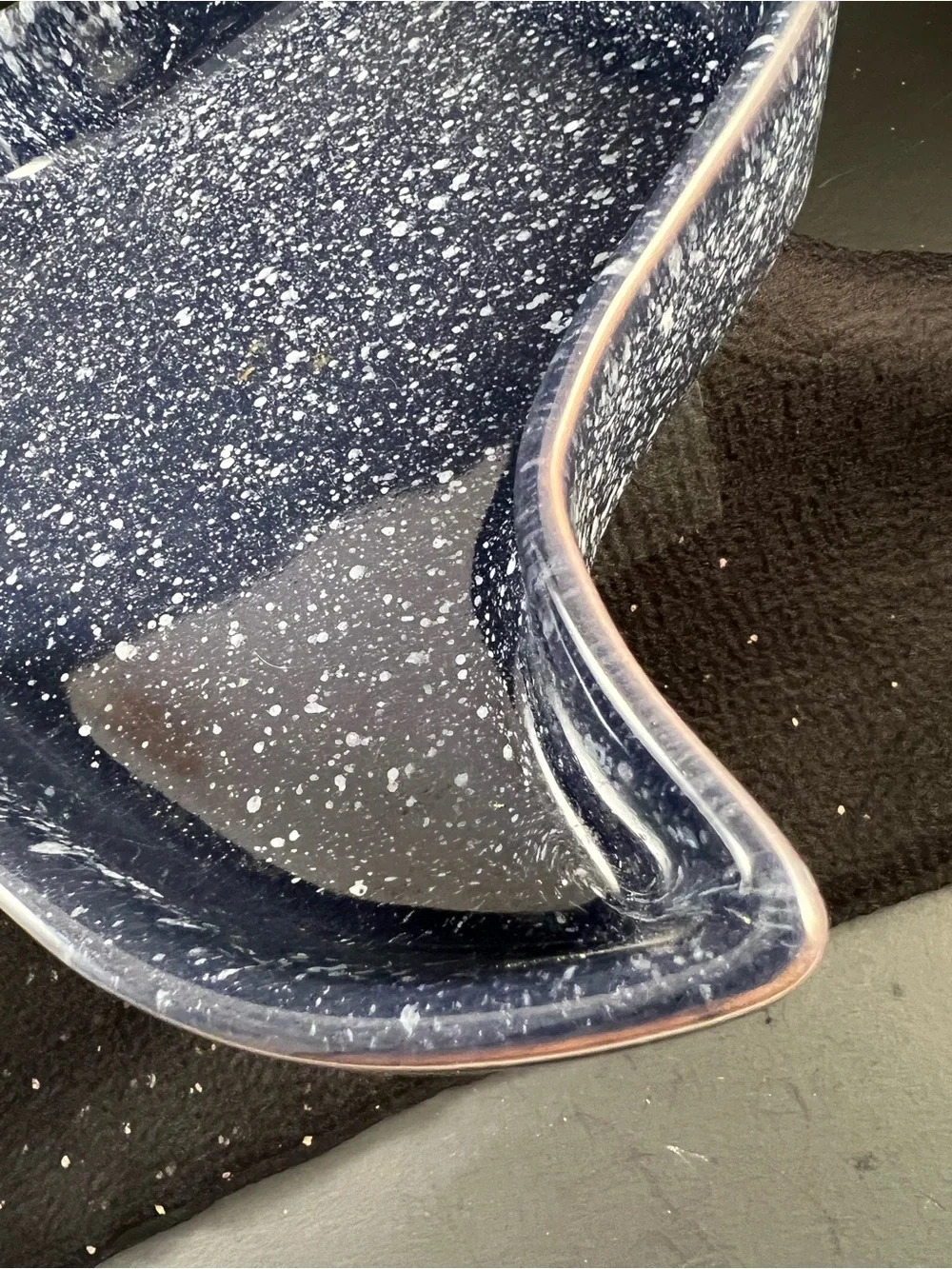 Frankoma Pottery 12” Terra Cotta Blue White Speckled Texas Baking Serving Dish